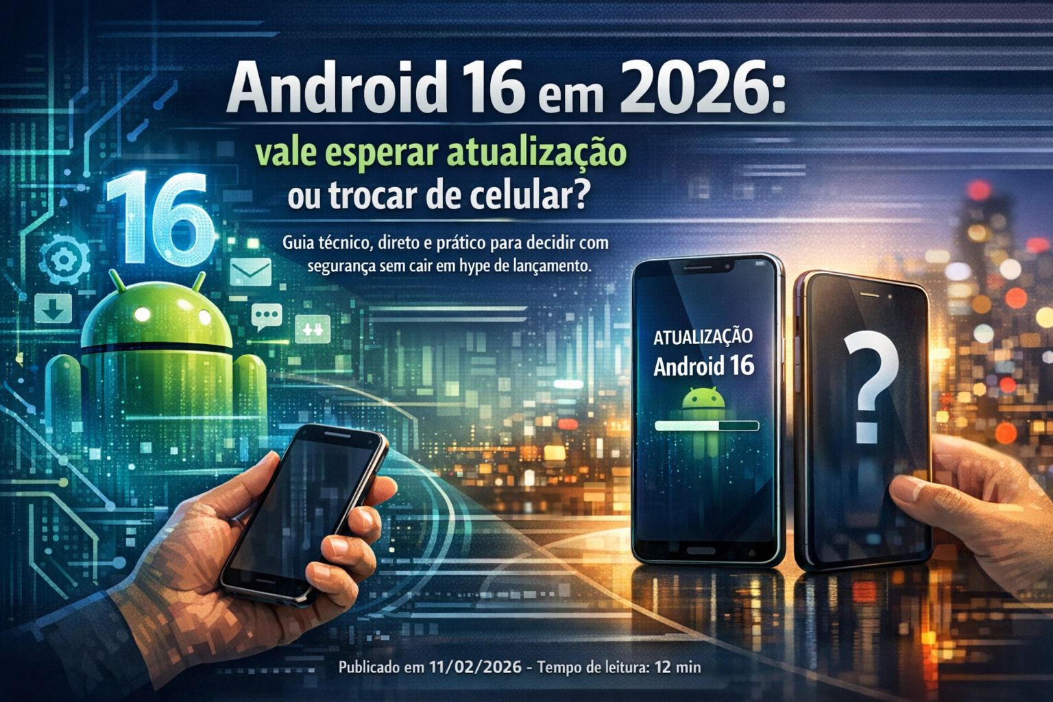 Android 16 em smartphone moderno