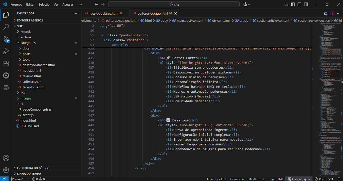 Interface do Visual Studio Code